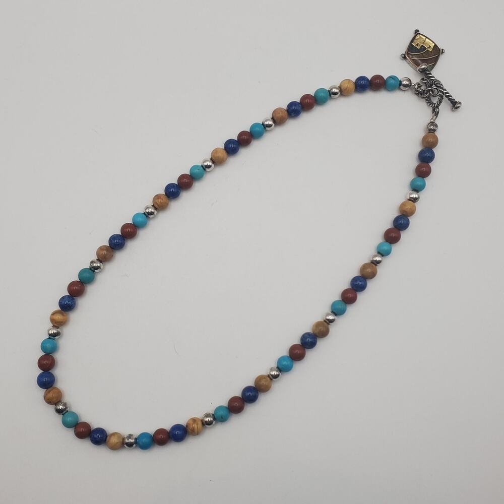 Carolyn Pollack Relios Sterling 925 Silver Multi Gemstone Bead Necklace 16 in. - Picture 3 of 7